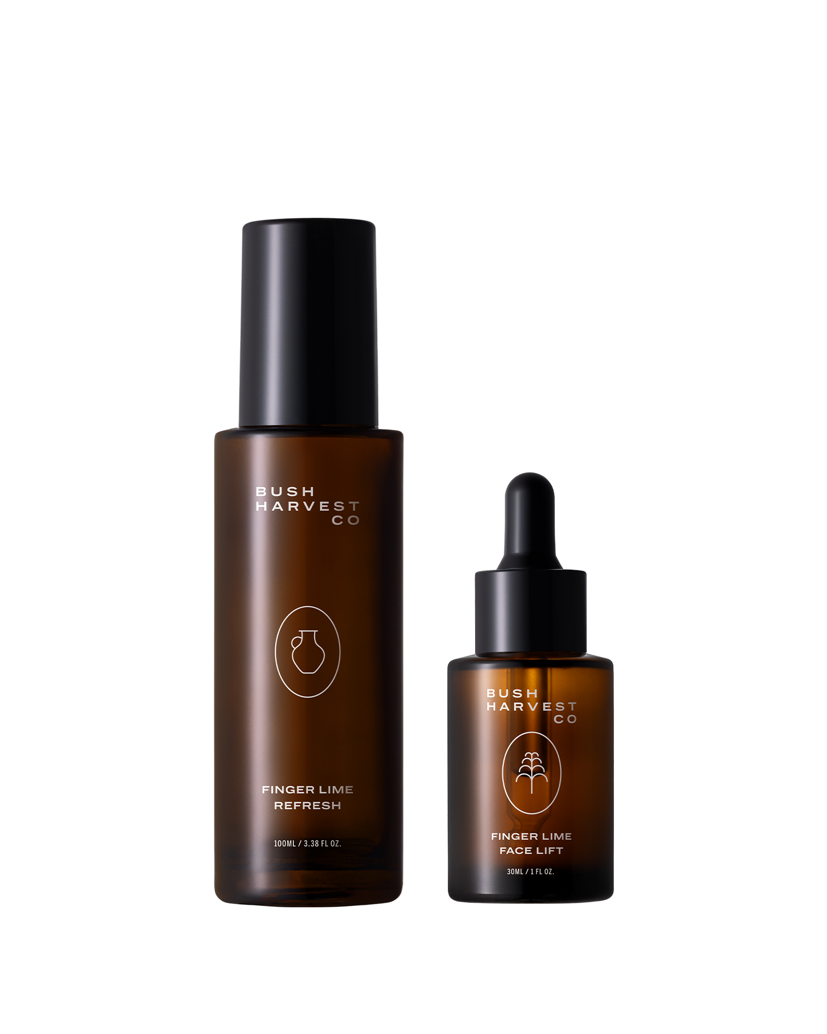 E-commerce image of Finger Lime Refresh Purifying Facial Cleanser and Finger Lime Face Lift Hydrating & Brightening Serum.